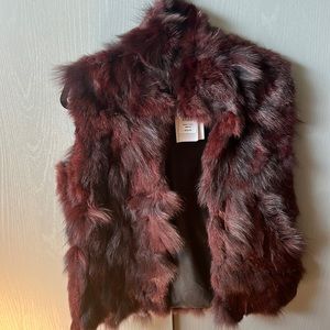 Adrienne landau real fur vest dyed rabbit and fox fur
